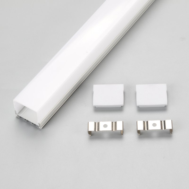Hệ thống kênh nhôm hồ sơ LED với nắp và đầu cuối để cài đặt dải LED