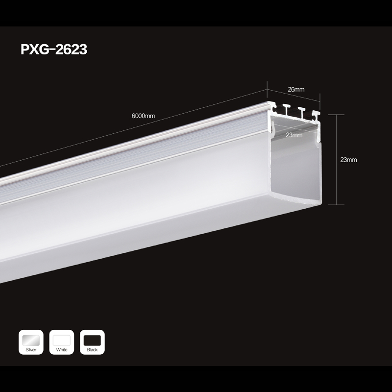 Hệ thống kênh nhôm hồ sơ LED với nắp và đầu cuối để cài đặt dải LED